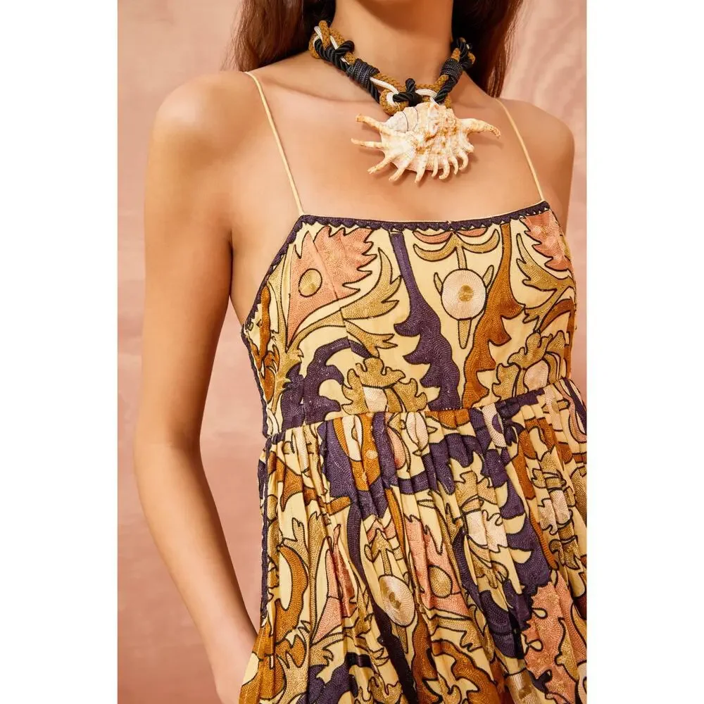 Ulla Johnson Maxi Dress RARE Fall Mayra Yarrow Gold Brown Purple Embroidered 4 - Picture 3 of 13